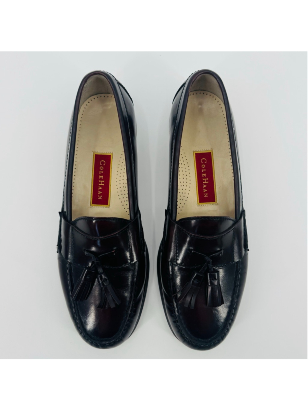 Vintage Cole Haan Burgundy Leather Tassel Loafers 8.5 - Picture 3 of 13